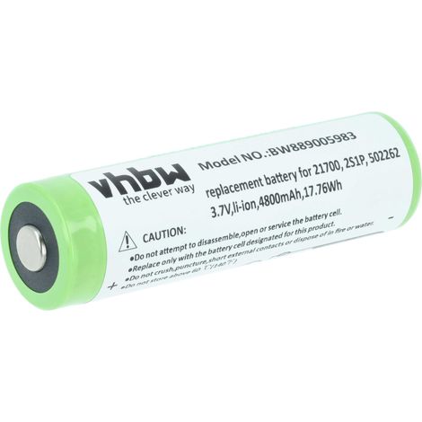 vhbw Akku Ersatz für Ledlenser 2S1P, 502262 für Taschenlampe Kopflampe (4800 mAh, 3,7 V, Li-Ion)