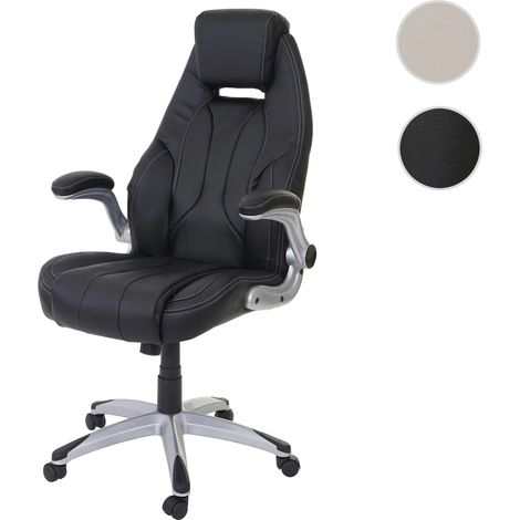Chaise fauteuil de bureau HWC-A65, chaise pivotante, similicuir - taupe (1/5)