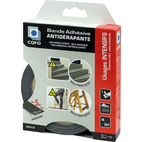 Cinta adhesiva antideslizante negra 25 mm x 5 m - Cqfd
