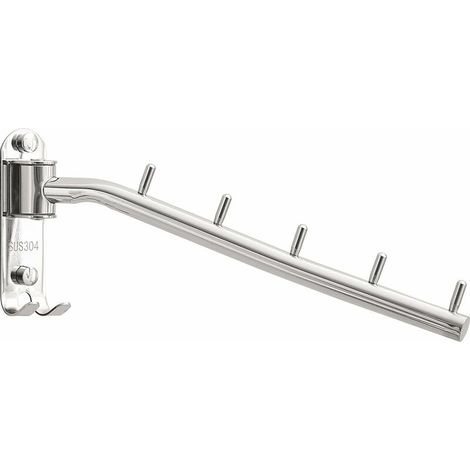 Folding Hanger, Stainless Steel Swing Arm Hanger, Clothes Hanging System Cabinet Drying Manager Storage Chrome Wall Mounted (Silver) (1/5)