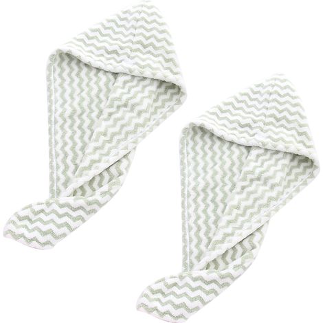 Serviette Cheveux Microfibre - Séchage Rapide Anti-Frisottis - Pour Salle De Bain Et Voyage - Lot De 2 (1/5)