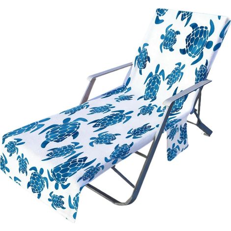 Housse pour Chaise de Plage 210 x 75 cm Antidérapant en Microfibre Serviettes de plage pour avec poches pour Extérieur, Patio, Hôtel, Plage, Bronzage, Piscine, Vacances, Croisière et (1/5)
