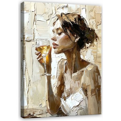 tableau femme vin comme peint sur toile Murale pour salon chambre 40x30 (1/3)