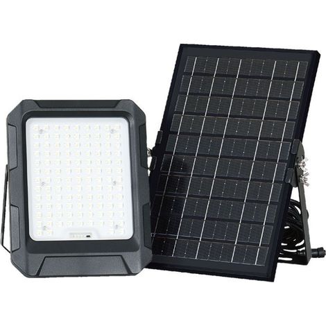 V-TAC LED-Flutlicht mit Fernbedienung und Solarpanel, 10 W, austauschbarer Akku, Naturweiß