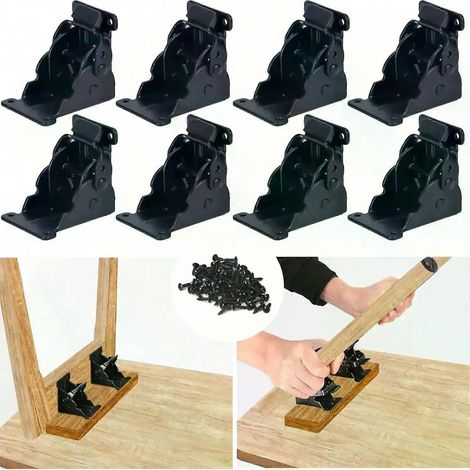 Supports de pieds de table pliables à 90 degrés (lot de 8) avec verrouillage et extension, robustes et autobloquants (Hi-JXLGV) (1/4)