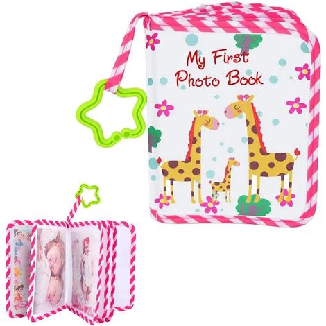 Fotoalbum – 17 Fotos – Weicher Stoff – Transparente Fächer – Babygeschenk – Rosa (1/5)