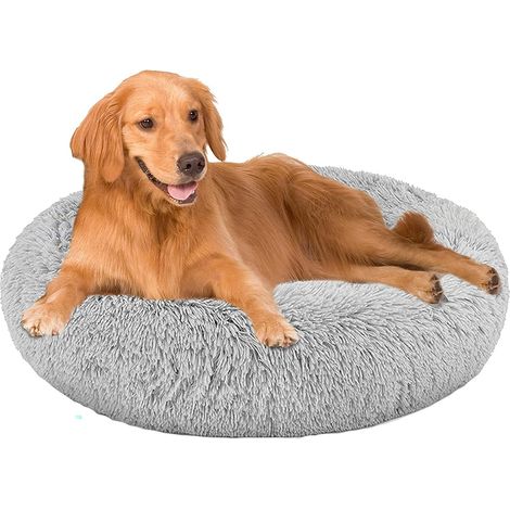 Anti-Stress Dog Bed, Cushion for Dogs and Cats, Puppy Love Comfy Calming Deep Sleep Dog Bed Pet Washable Plush Mattress for Cat Large Medium Small Puppy (90cm, Grey) (1/5)