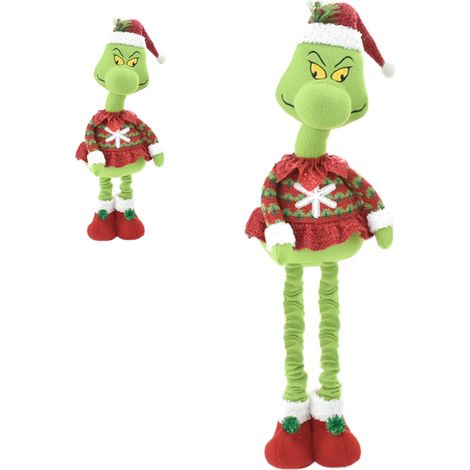 Peluches addobbo per albero di natale lei GRIN CH verde cappello rosso pupazzo allungabile h109 odia il natale (1/2)