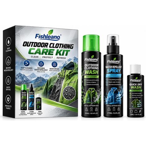 FISHLEANO outdoor detergent thoroughly removes oil stains and odors while maintaining the breathability of fabrics. A washing and care product in one. (1/5)