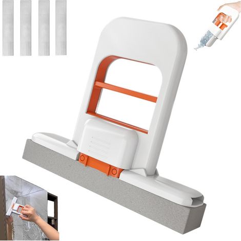 pièces - Mini serpillière pliable - Mop de bureau compact - Blanche - Serpillière mini pour petits espaces - Éponge nettoyante portable - Usage humide et sec - Avec tête de rechange - Chiffon pliable