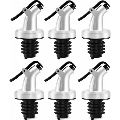 Pack de 6 becs verseurs pour huile, Bec verseur anti-goutte en plastique avec bouchon étanche, Adaptation universelle pour bouteilles distributeurs d'huile et de vinaigre (1/5)