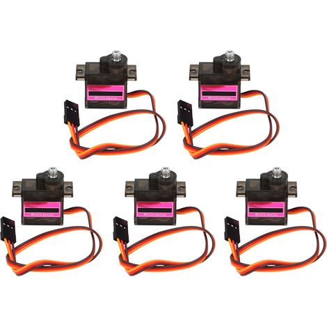 Lot de 5 micro-servos de 9 g avec engrenages métalliques pour hélicoptère, robot ou bateau radiocommandé. (1/5)