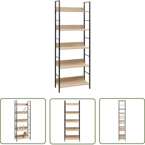 Étagère verticale - vidaXL Bibliothèque à 5 niveaux chêne 60x27,6x158,5 cm bois ingénierie - Étagère en acier (1/5)