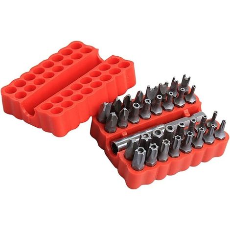 Set mit 33 Sicherheits-Schraubendreher-Bits 25 mm, Elektroschrauber: magnetischer Bithalter, Kreuzschlitz-, Sechskant- und Torx-Schraubendreher (1/4)