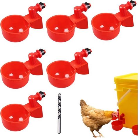 Set mit 6 automatischen Geflügeltränken mit Schwerkraftsystem – geeignet für Hühner, Gänse, Puten und Enten
