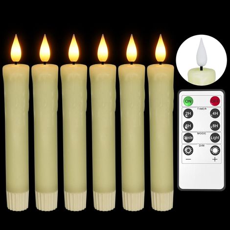 Lot de 6 Bougie Chandelier LED Cire Véritable Flamme Vacillante Télécommande Minuterie Salon Mariage (1/5)