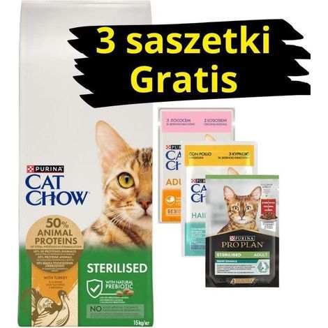 Comida para Gato Esterilizado PURINA CAT CHOW Pavo 15kg (1/3)