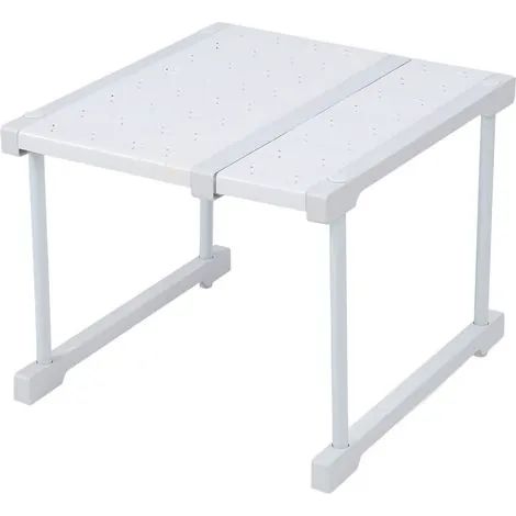 Étagère extensible pour placard, en acier au carbone, ABS et PP, avec rehausseur pour rangement sous évier, hauteur 27 à 38 cm / 10,6 à 15 pouces. (1/3)