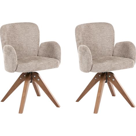 Conjunto de 2 sillas de comedor giratorias con reposabrazos patas de madera gris pardo Jean (1/5)