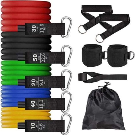Bandes de résistance, bandes d'exercice, bandes de résistance pour l'entraînement, bandes d'entraînement avec poignées pour hommes et femmes, équipement de gym à domicile (1/4)