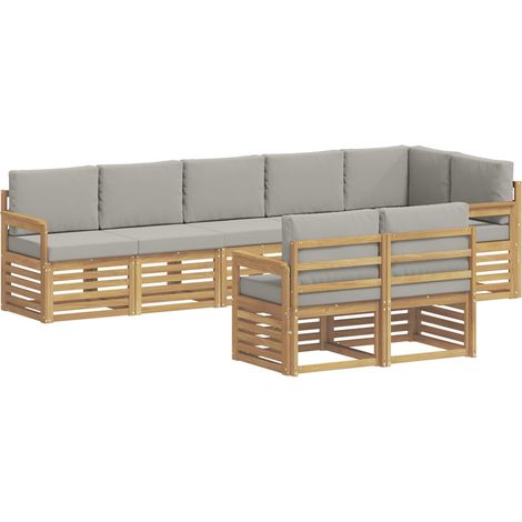 Set di divani da esterno 8 pz Bianco e Grigio Chiaro Poliestere vidaXL (1/5)
