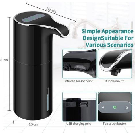 Distributeur de Savon en Mousse Automatique - Distributeur de Savon Sans Contact Distributeur de Savon éLectrique Rechargeable par (1/5)
