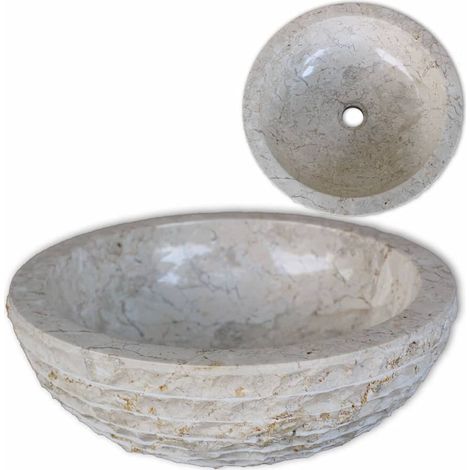 Basin Marble 40 cm Cream vidaXL (1/5)