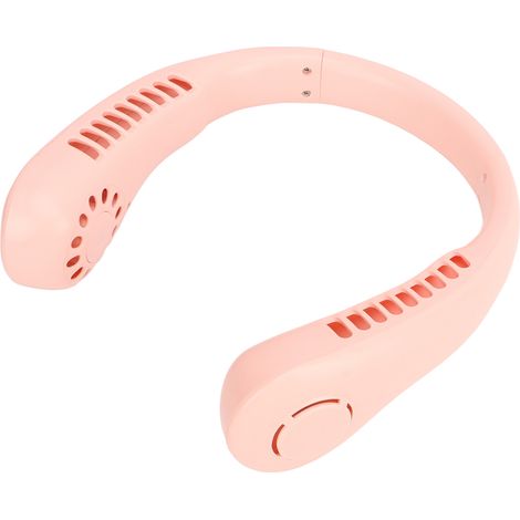 Tragbarer Nackenventilator mit USB-Aufladung, komfortabel und ohne Rotorblätter, ideal für sommerliche Reisen im Freien (rosa). (1/4)