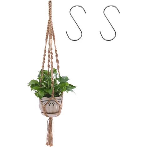 Macramé Plante Suspension,Suspension de Plantes Style Bohème,Panier Suspendu en Jute,Jardinières Suspendues pour le Salon,la Chambre à Coucher,Macrame Plant Hangers 90cm (1/5)