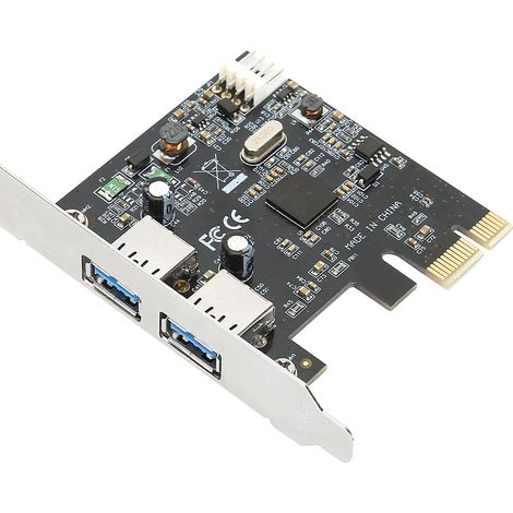 Carte PCIe USB 3.0 à 2 ports 5Gbps pour PC, adaptateur de connexion rapide (1/5)