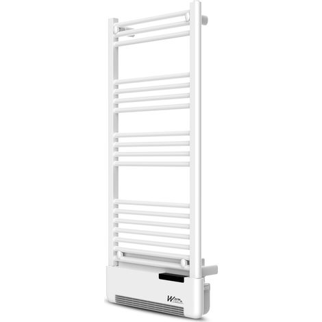 Warm Tech – Radiateur sèche serviettes mixte 750W avec soufflerie 1000W – Thermostat réglable 5-35° – Timer 0-9H – Détection fenêtre ouverte