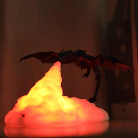 Feu Dragon Glace Dragon Lampe 3D imprimée Lampe de fusée LED Lune éclairer Signe pour chambre Salon Bar Party avec USB rechargeable (1/5)