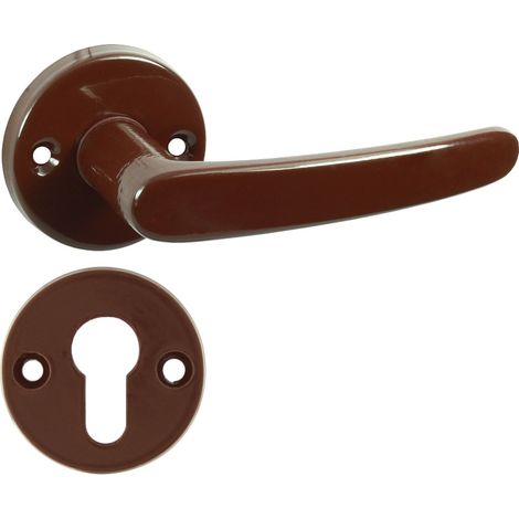 Domino poignee de porte econom r brown pz poignee avec plaque pz pour cylindre profile