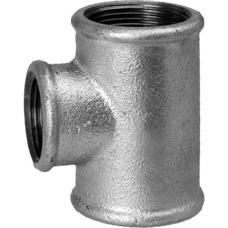 Hermann Schmidt Temperguss T-Stück 2" x 1 1/2" reduziert, Innengewinde, verzinkt