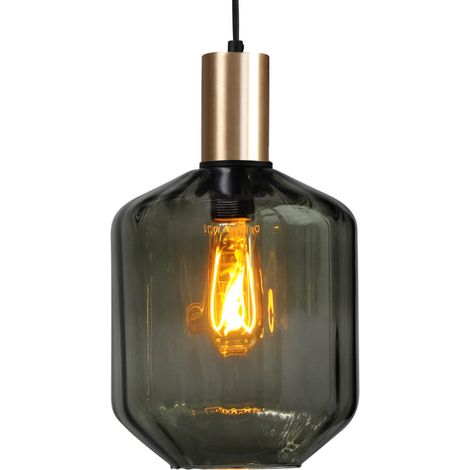Lampe suspendue dorée Porto avec verre vert Jagger - Ø 19cm - 2710-05-02-10 (1/3)