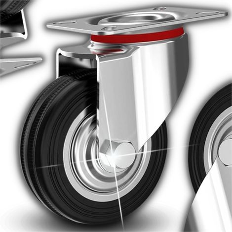 RUEDA GIRATORIA DE 125 mm SIN FRENO, DE METAL Y GOMA, PARA CARROS