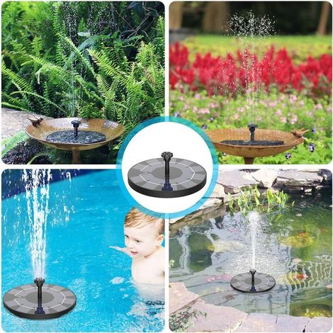 VURAHOME -Fontaine solaire Pompe d'étang solaire 2.5W avec panneau solaire Pompe à eau de batterie intégrée de 800 mAh Pompe de fontaine flottante solaire avec 6 styles de fontaine pour aquarium de ba (1/4)