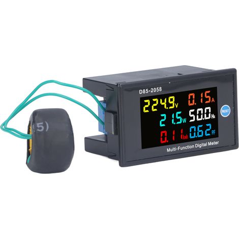 Leistungsmonitor, einphasig, LCD-Digitalanzeige, Spannungs- und Strommessgerät, Tester, Wechselstrom 40–300 V (1/5)
