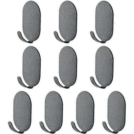 Juego de 10 ganchos de pared de acero inoxidable, ganchos sin costuras, ganchos autoadhesivos de alta resistencia. (1/3)