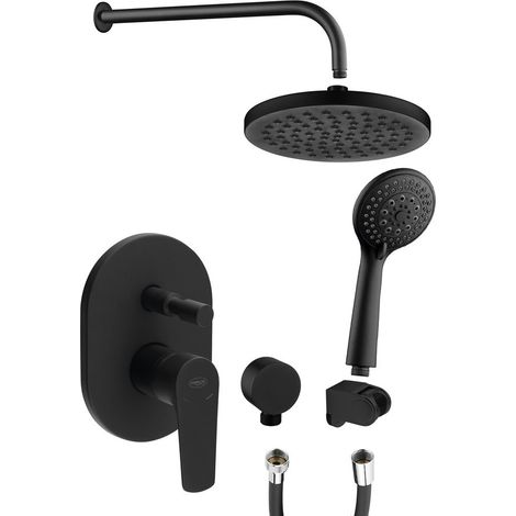 Ensemble de douche à encastrer LOTTA avec mitigeur monocommande, 2 sorties, noir mat