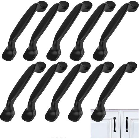 10 Pièces Poignée Meuble Noires, Poignée Entraxe 96 mm,Poignée De Meuble En Alliage Aluminium, Pour Meuble, Tiroir, Armoire, Commode, Placard De Cuisine Et Chambre (1/5)