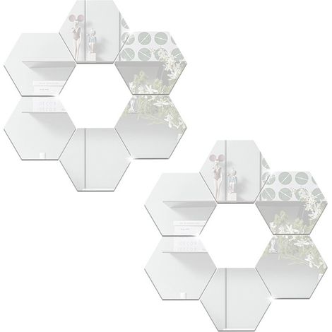 Miroir hexagonal mural autocollant en papier, décoration murale, miroir pleine longueur doux (1/5)