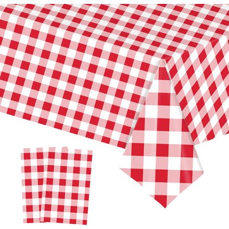 2 Pièces Nappe Plastique Rectangulaire à Carreaux,137274cm Nappe de Table Rouge Blanc Anti Tache Imperméables Extensible,Nappes Pvc pour Décoration de Table Fête de Mariage Anniversaire Noël (1/5)