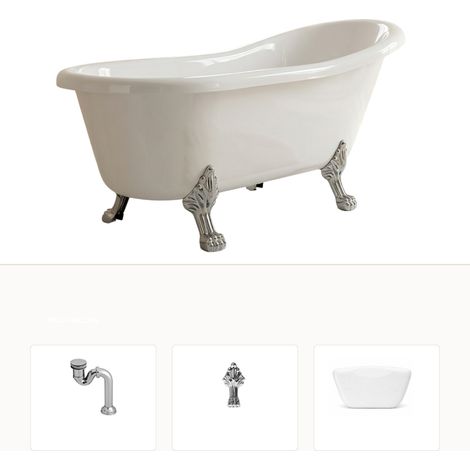 Baignoire îlot LEONA 160x75 pieds chrome RT (1/5)