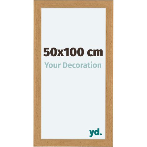 Cadre photo 50x100 cm en MDF avec finition hêtre – Plaque de verre acrylique anti-reflets – Utilisation horizontale ou verticale (1/5)