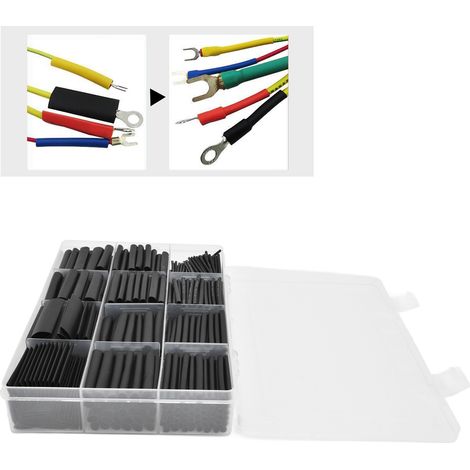 Coffret de 650 pièces comprenant des gaines thermorétractables ignifugées, des manchons de protection pour câbles et des gaines thermorétractables isolantes. (1/5)