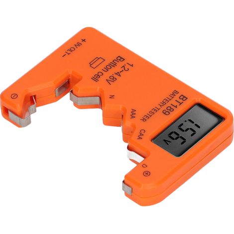 Testeur de Piles Universel LCD - Capacité, AA AAA 9V 1.5V - Affichage Numérique pour Batteries C D N 6F22 - Vérificateur de Charge - Orange (1/5)