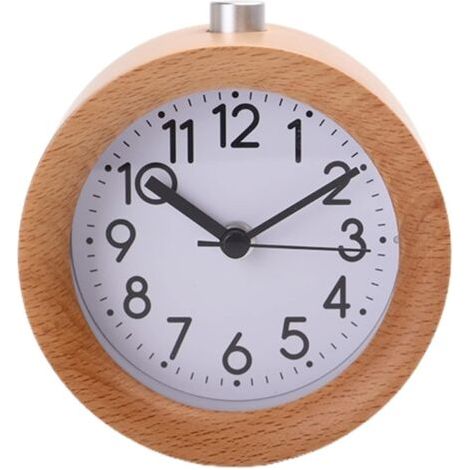 Horloge de table ronde en bois avec veilleuse, dispositif de chronométrage de bureau simple et créatif, décoration de la maison