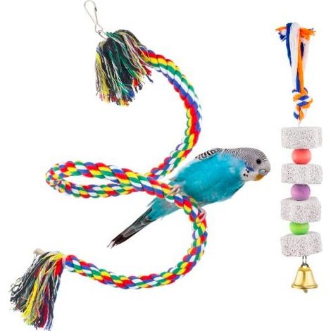 Set mit 2 Mini-Seilsitzstangen für Wellensittiche/Kanarienvögel