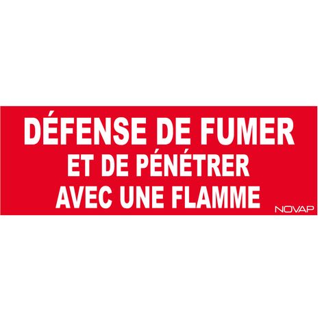 Panneau Défense de fumer et pénétrer avec une flamme - Rigide 330x120mm - 4034959